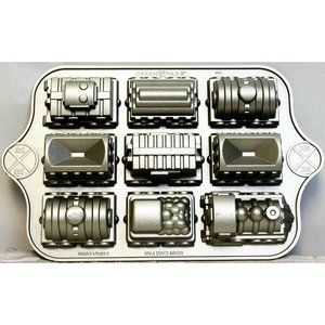 NordicWare Pan Train Cars Mini Bundt Cake Muffin Cupcake Truck 5 cups Classic